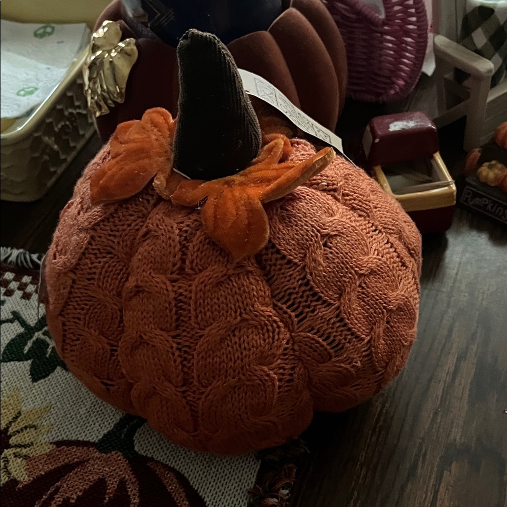 Knitted Orange Pumpkin Decor